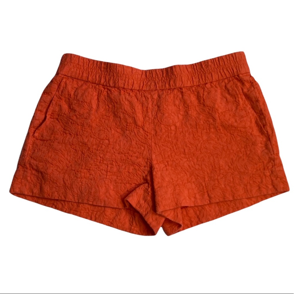 J. Crew Cotton Jacquard Shorts in Coral Elasticized Waist Pockets Size 6